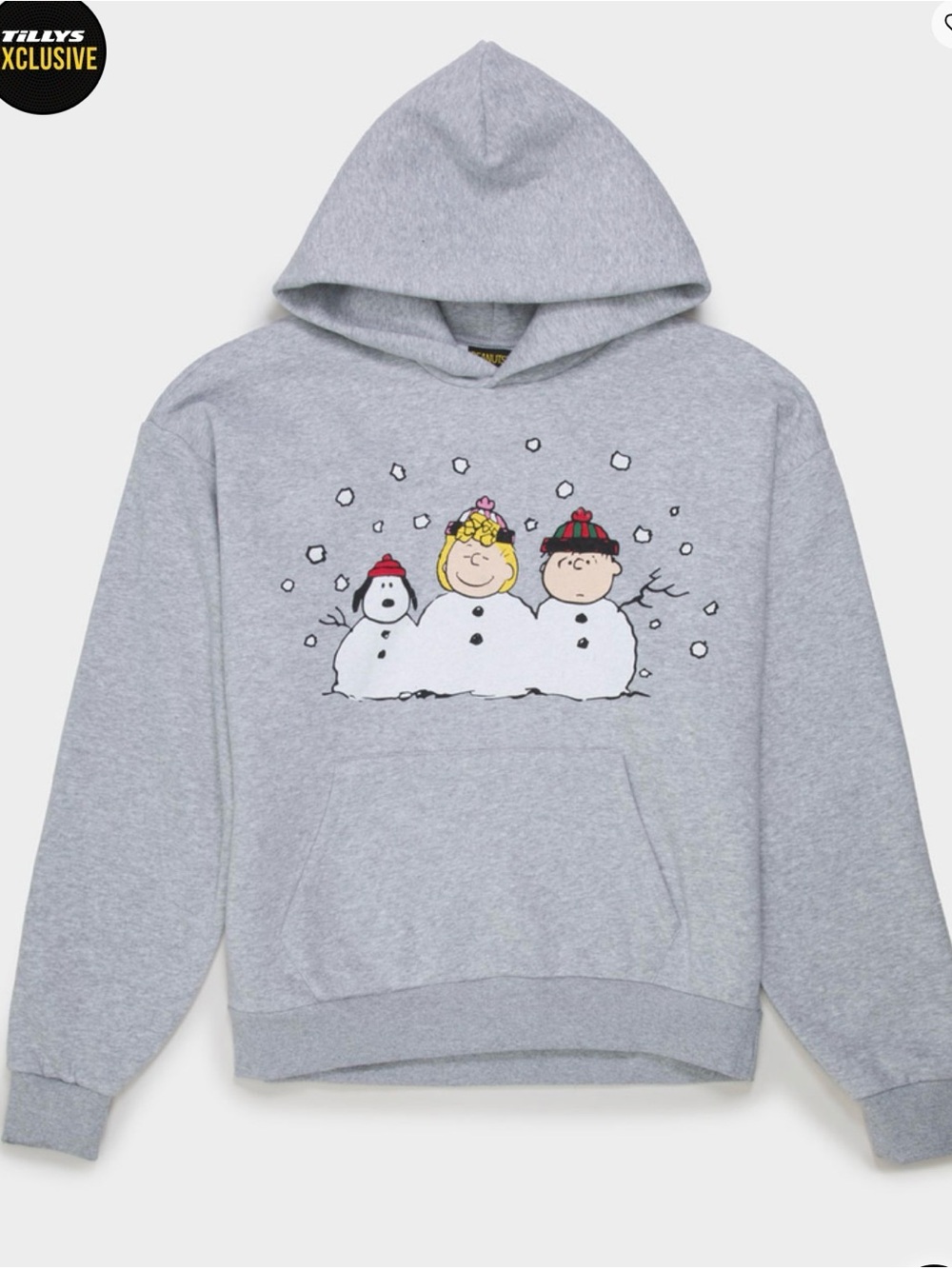 Peanuts Snowman Hoodie Sweatshirt men’s grey